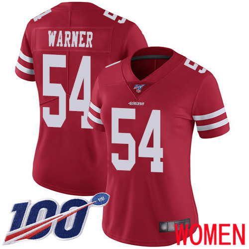 San Francisco 49ers Limited Red Women 54 Fred Warner Home Jersey NFL 54 100th Season Vapor